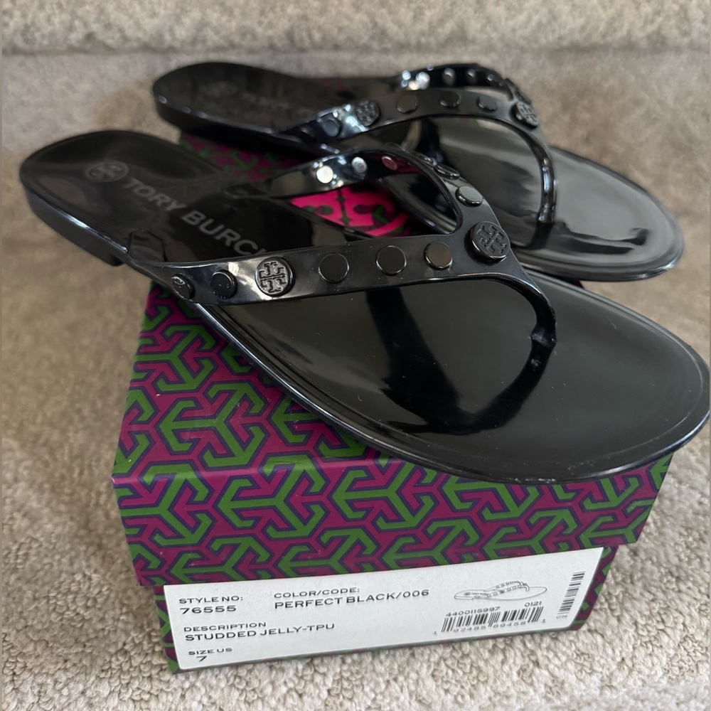Tory Burch Studded Jelly Sandals/Perfect Black Size 7